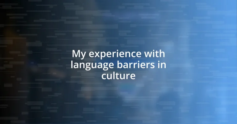 My experience with language barriers in culture