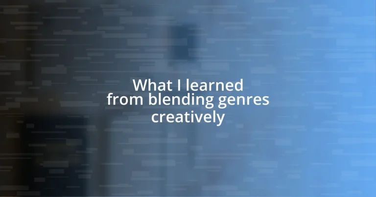 What I learned from blending genres creatively