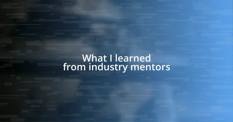 What I learned from industry mentors