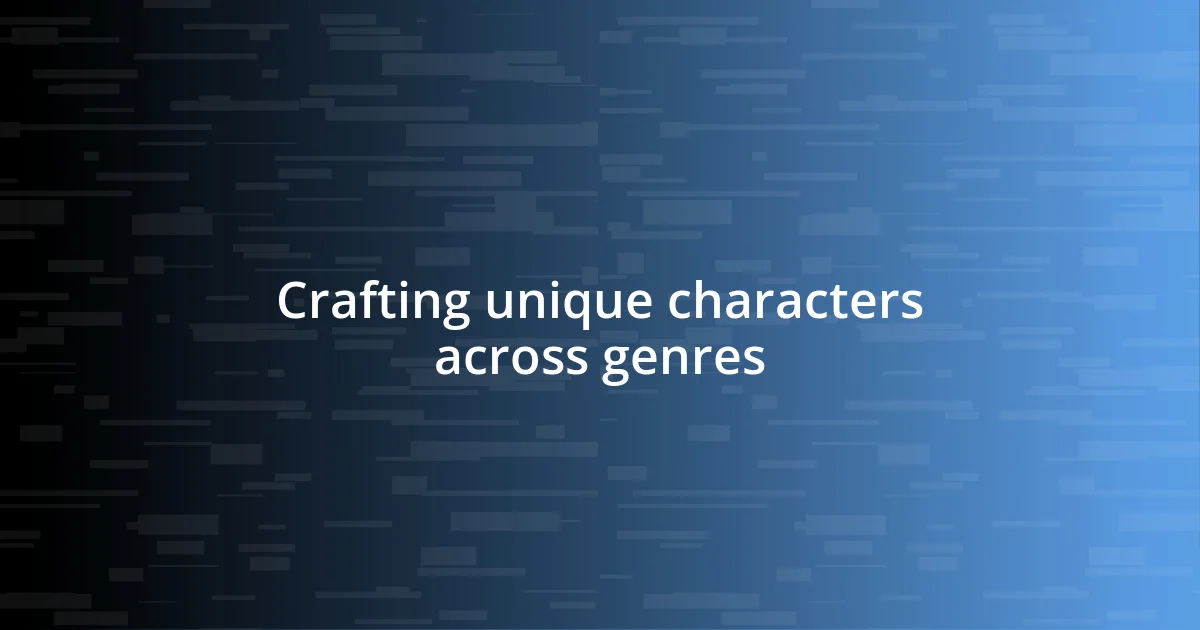 Crafting unique characters across genres